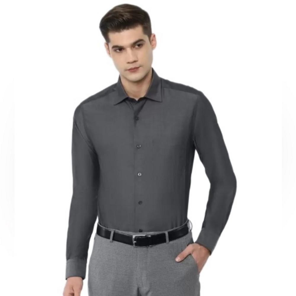 Louis Philippe Gods & Kings Textured Button Down Grey Mens Shirt‎ 15.5